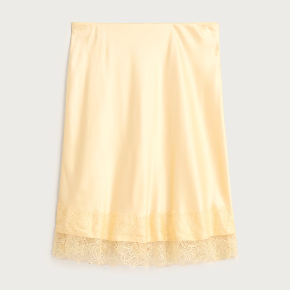 Gwen lace-trim slip skirt in yellow